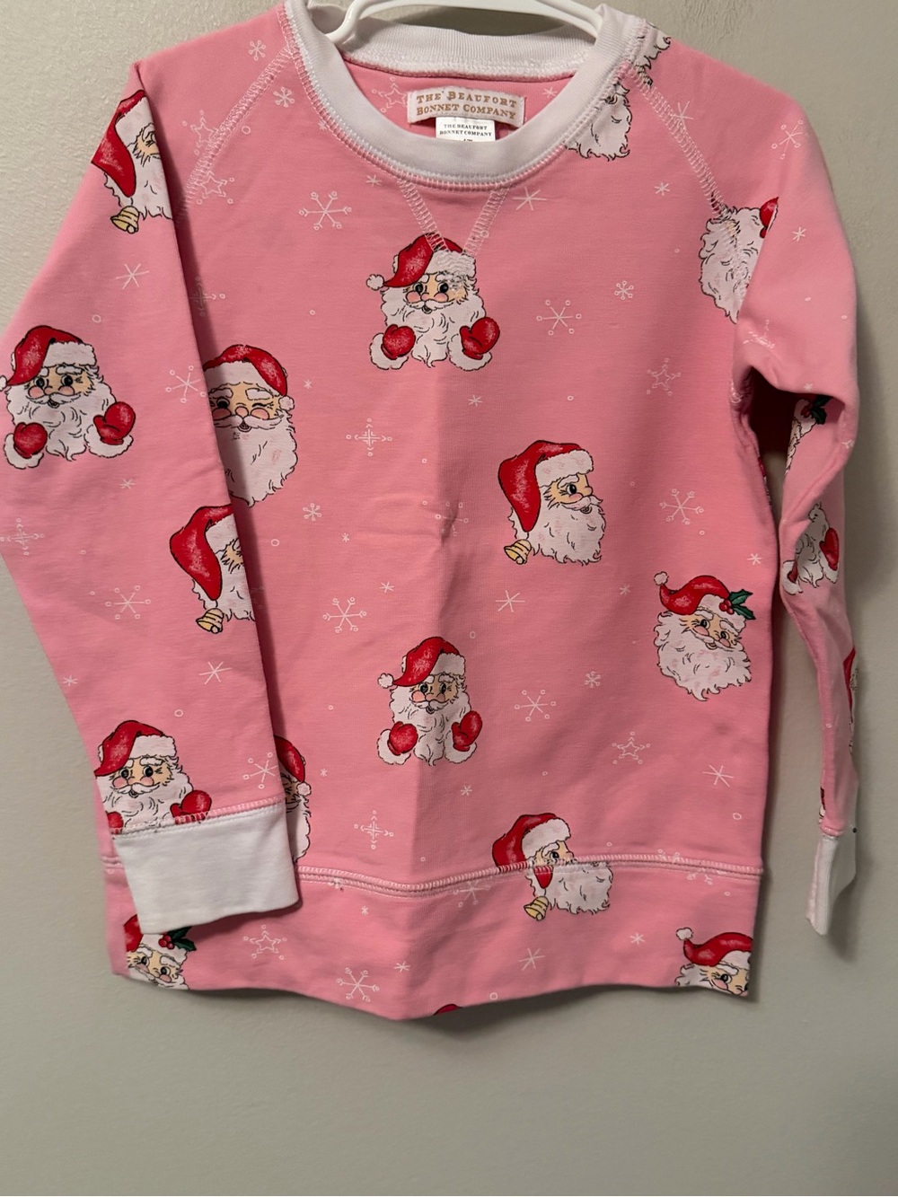 The Beaufort Bonnet Company Pink Santa Print Crewneck
